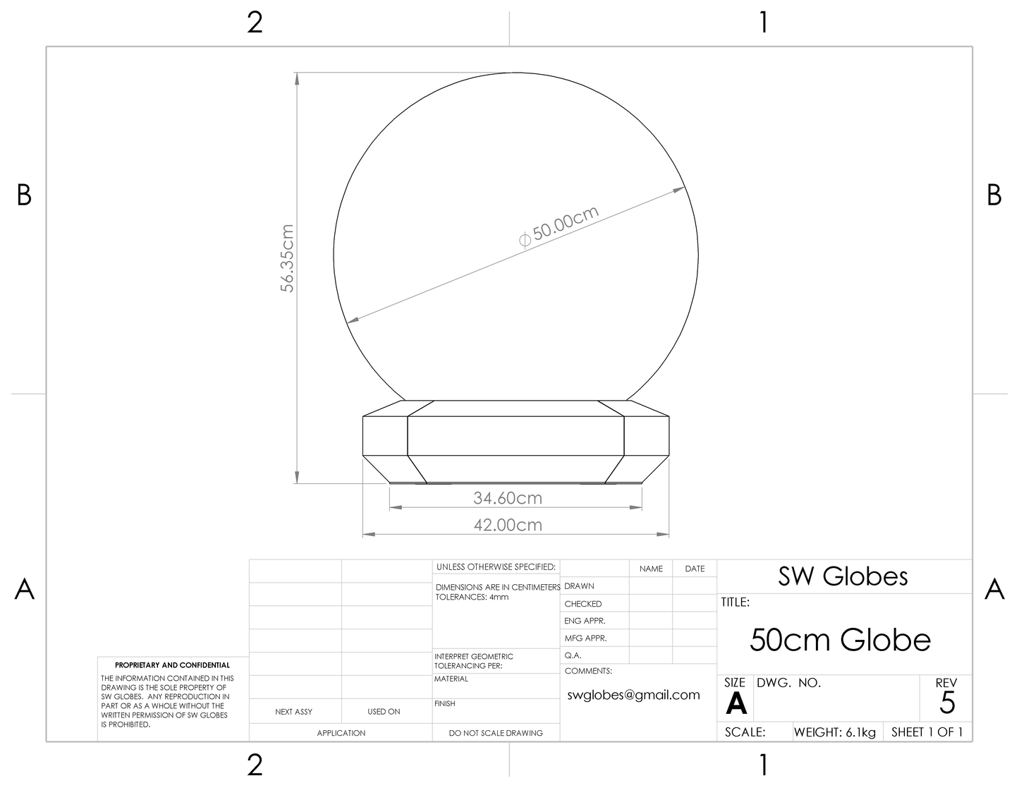 50cm White Political World Globe